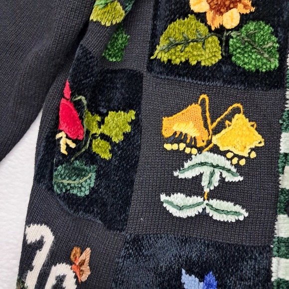 Vintage Claire Murray Sweater Cardigan Women's Medium Black Floral Embroidered - Picture 7 of 14